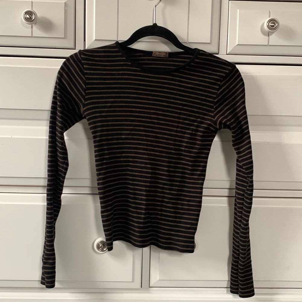 John Galt striped black and brown long sleeve